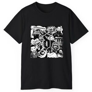 Shine Band Graphic Black cotton T-Shirt